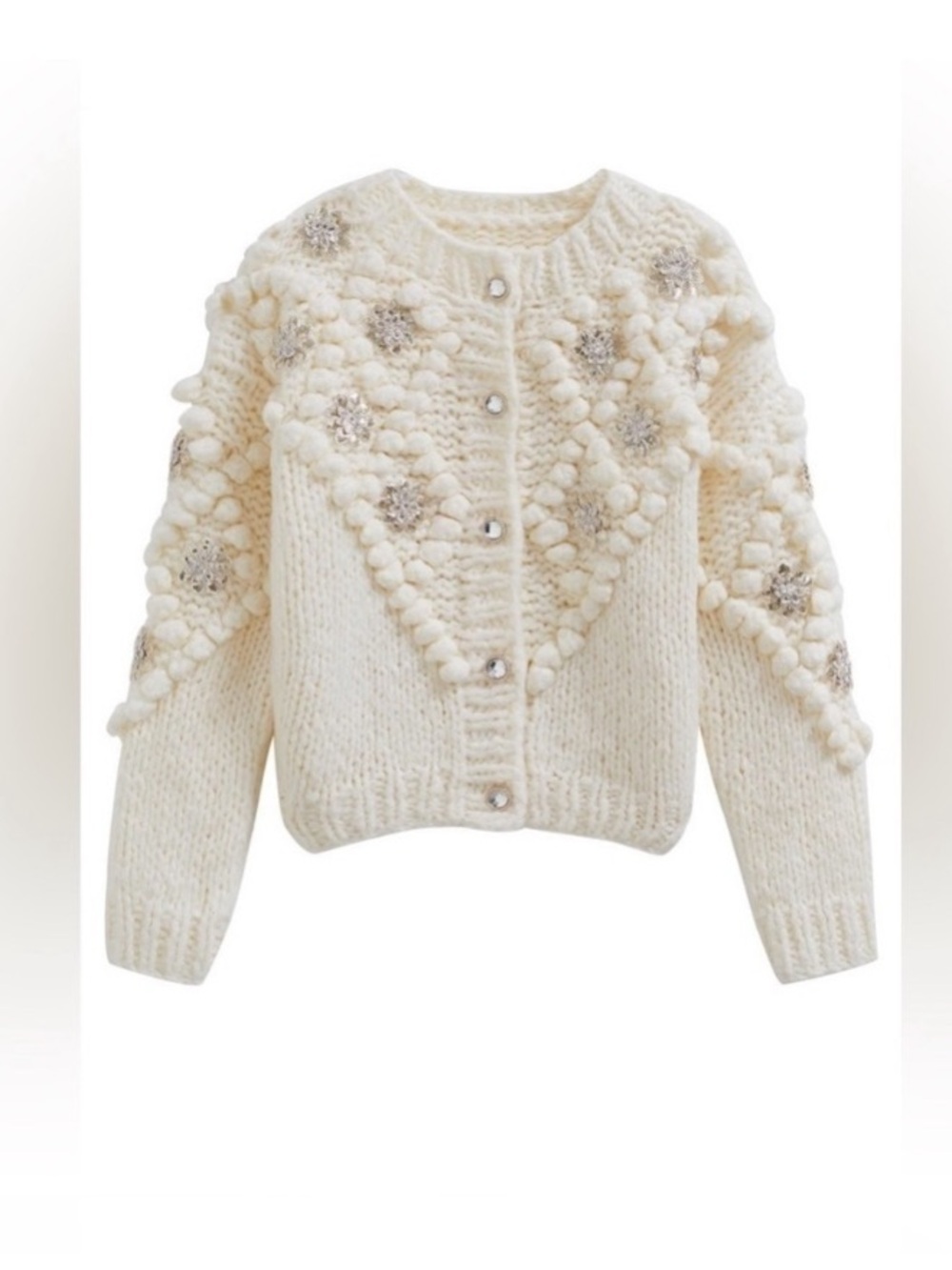 Cute 3D flower cardigan holiday style NWOT winter cottage core coquette - Picture 2 of 6